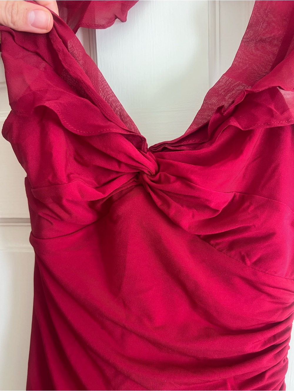 BCBG Red Ruffle Cocktail Dress - Picture 3 of 4